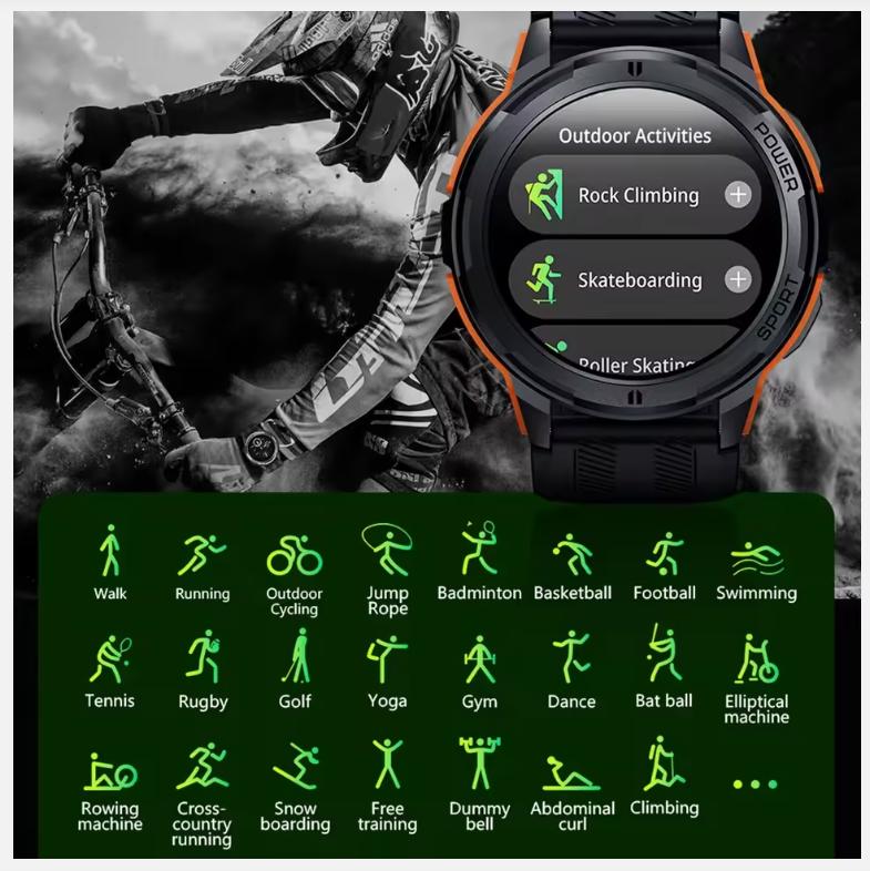 C25 Smart Watches For Men AMOLED Screen 1.43" 1ATM Waterproof Heart Rate Monitor Sports Smartwatch Blue Tooth Call Women Fitness