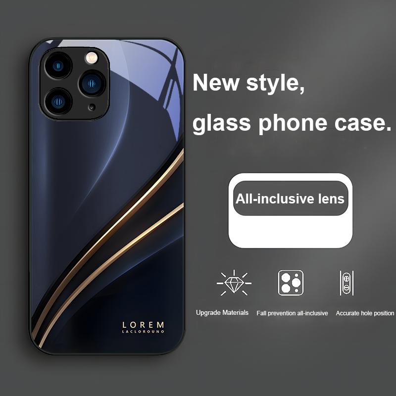 Gradient Lorem Black for Iphone 15 14 13 12 11 Pro Max X XS XR 7 8 Plus 2020 22 SE Black tempered glass phone case