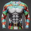 Divertenti Magliette Stampate in 3D con Muscoli Finti di Babbo Natale Brutto Natale Uomo Donna Magliette a Maniche Lunghe Moda Oversize Abbigliamento Natalizio da Uomo