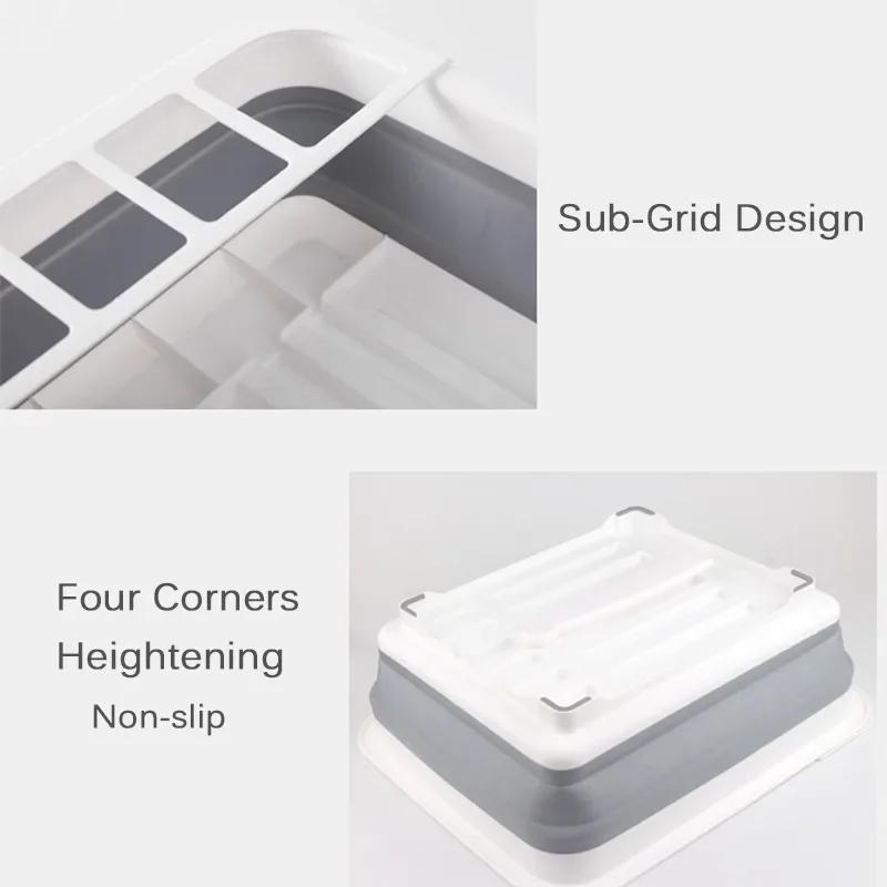 Kitchen Tools Foldable Dish Rack Kitchen Storage Holder Drainer Bowl Tableware Plate Drying Rack Shelf Dinnerware Organizer