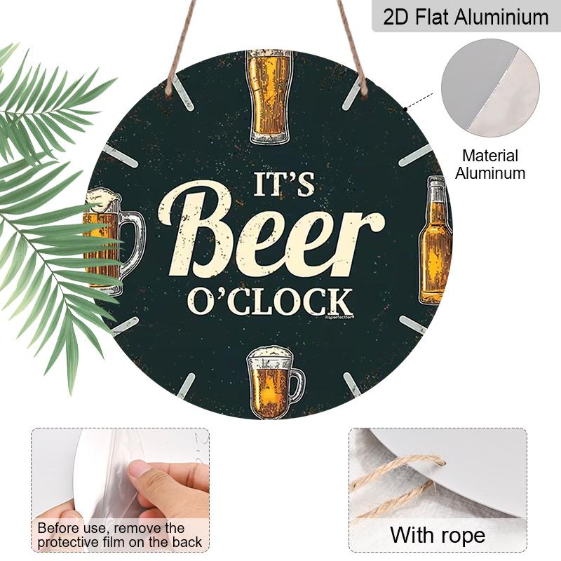 2D Flat Aluminum 7.87 Inch X 7.87 Inch Vintage Beer-style Wall Hanging. Suitable for Living Rooms, Kitchens, Bars, Clubs, Porches, Indoor and Outdoor