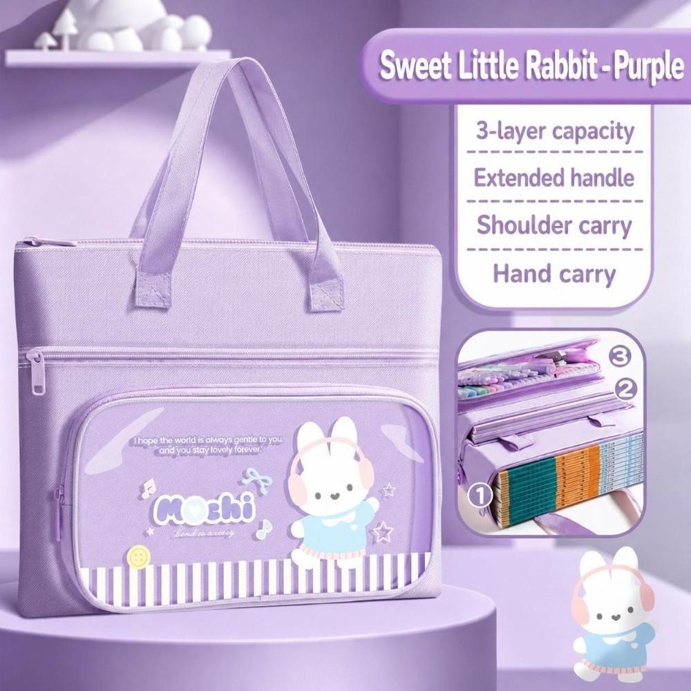 Portable Clear TPU Tote School Bag 3-Layer Large Capacity Waterproof Document Book Bag Art Handbag School Supplies
