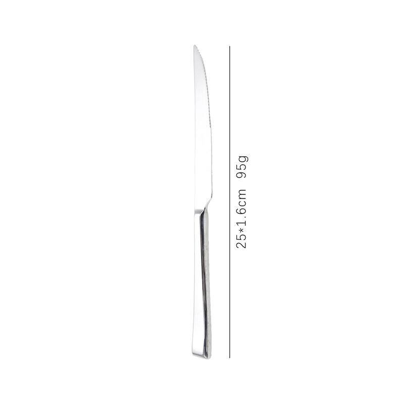 304 Stainless Steel Western Cutlery: Angled Handle Steak Knife, Dessert Spoon, and Fork Set
