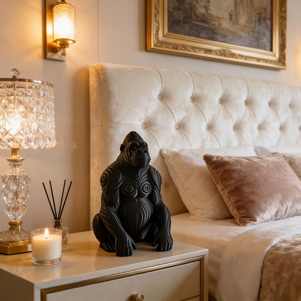 Zittende Gorilla Beeld, Geschikt voor Woonkamers, Entree, Kantoor Dominerende Kunst Ornamenten, Dier Beeldhouwkunst Liefhebbers