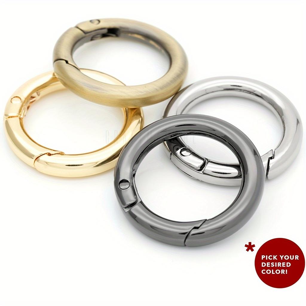 Pack of 10 Trigger Spring O-Rings, Metal Round Snap Buckles, Spring Keychain Clips for Hardware DIY Handmade Wallet Replacement with Keyring