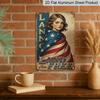 2D Flat, Vintage Patriotic Metal Sign Wall Art - 8x12 Inch Rustic American Flag Design with "Land of The Free" Text, Durable Aluminium Indoor/Outdoor