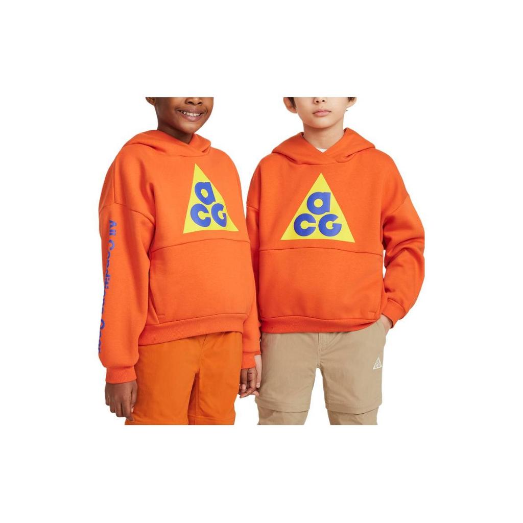 Nike Pullover Hoodie With Letter Print Kids Hoodies Orange FB4343-809