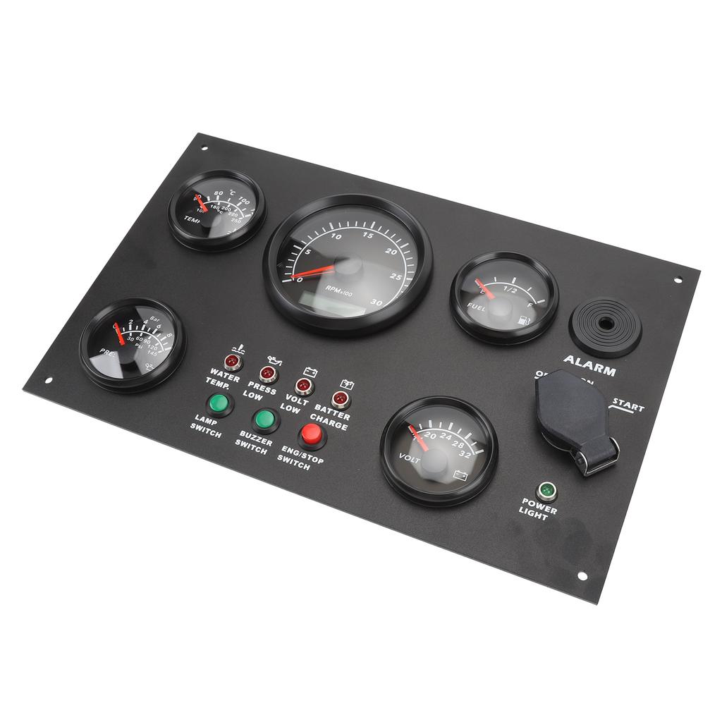 300x190mm Boat Gauge Panel 0 To 3000 RPM Water Temp Oil Level Voltage Pressure Tachometer Panel for Yachts Ships Black