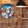 Vintage Santa Snowman Metal Sign Round Wall Art Holiday Home Decor Farmhouse Bar Aluminum