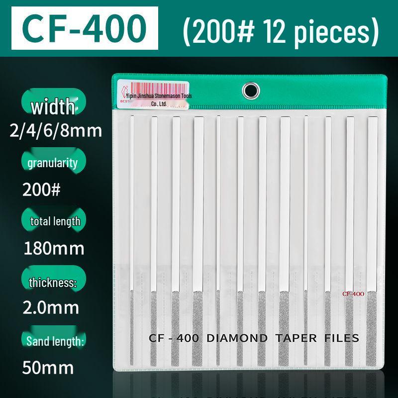 Diamond Flat-Tapered File Set CF-400: Alloy Metal Mold Grinding & Shaping Tool