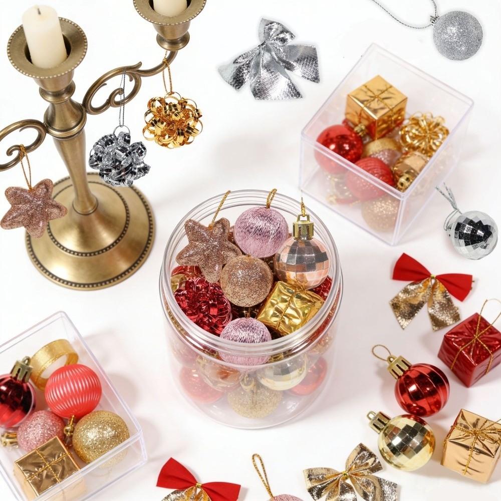 Colorful Christmas Ball Ornament Set Glitter Christmas Hanging Ornaments  New Year Party