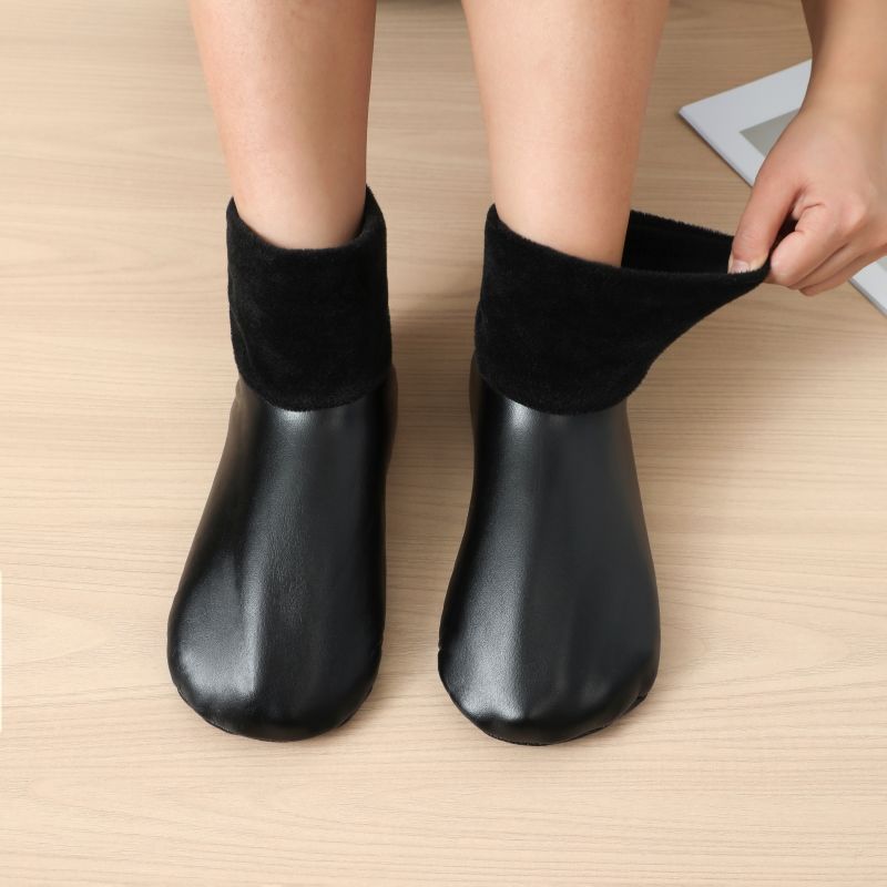 Unisex Winter Warm Leather Thermal Boot Slipper Indoor House Soft Non-Slip Socks