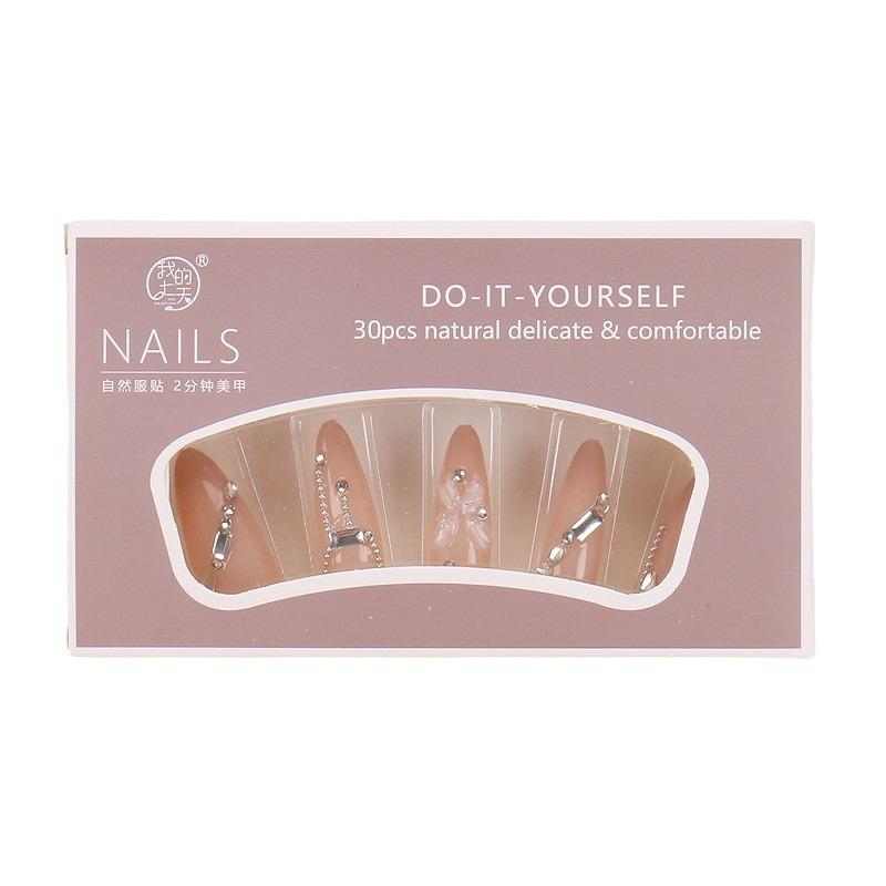 Wearing Nail Advanced Sense Spring and Summer Flash Diamond Butterfly Handmade Nail Piece Spice Girl Wearing Nail Piece