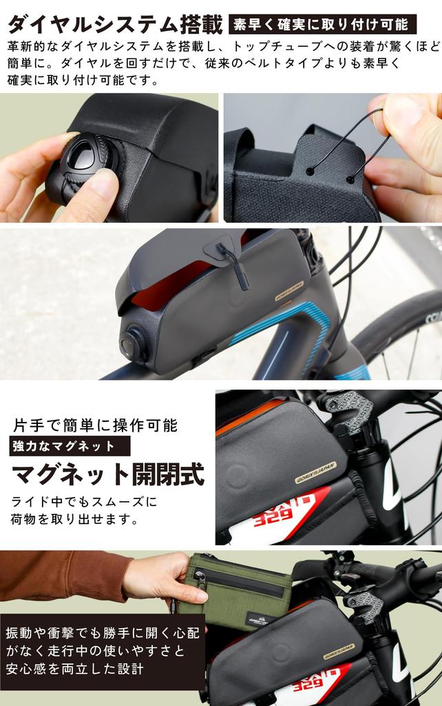 GORIX Top Tube Bag for Road and Other Smartphone and Narrow Frame Bag for Cross Gravel and Mini Velo Stylish and Compact Bikes, Bicycles, Bikes.