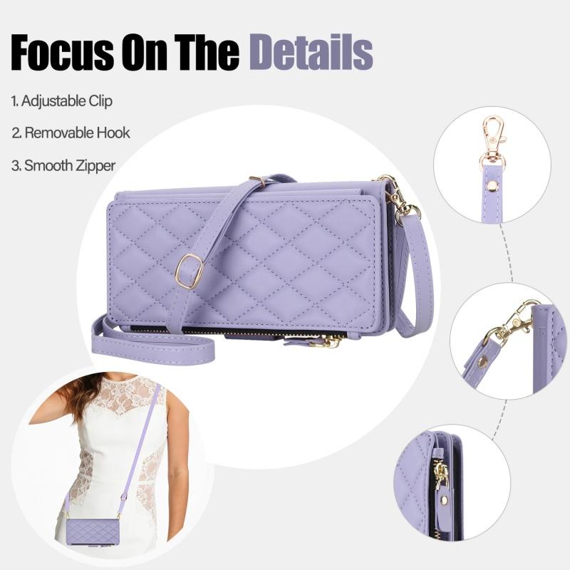 Phone Case for Samsung Galaxy S26 FE S25 Edge S24 Ultra S23 Plus S22 Crossbody Zipper Wallet with 9 Card Slots Cover Lanyard Bag