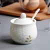 Thickened Ceramic Condiment Jar with Wooden Lid