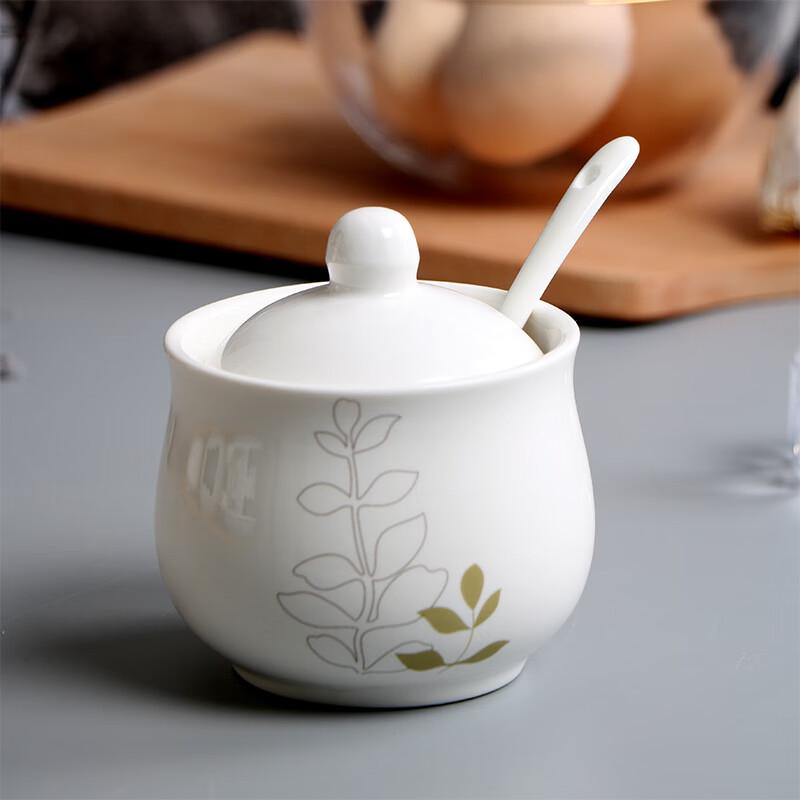 Thickened Ceramic Condiment Jar with Wooden Lid
