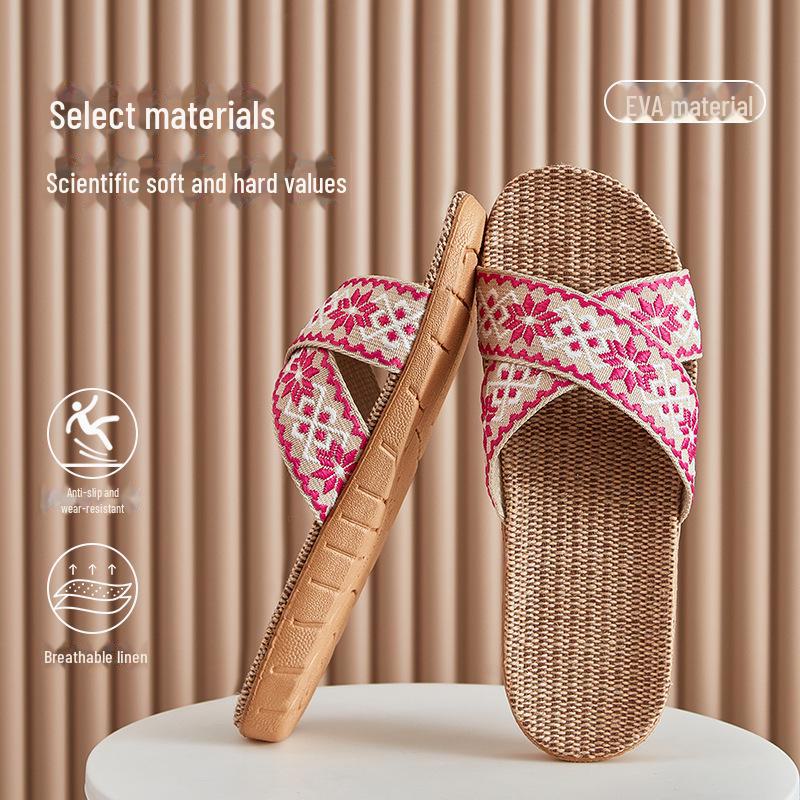 Linen Sandals: Breathable, Non-Slip Cotton Slippers for Women’s Indoor Summer Comfort