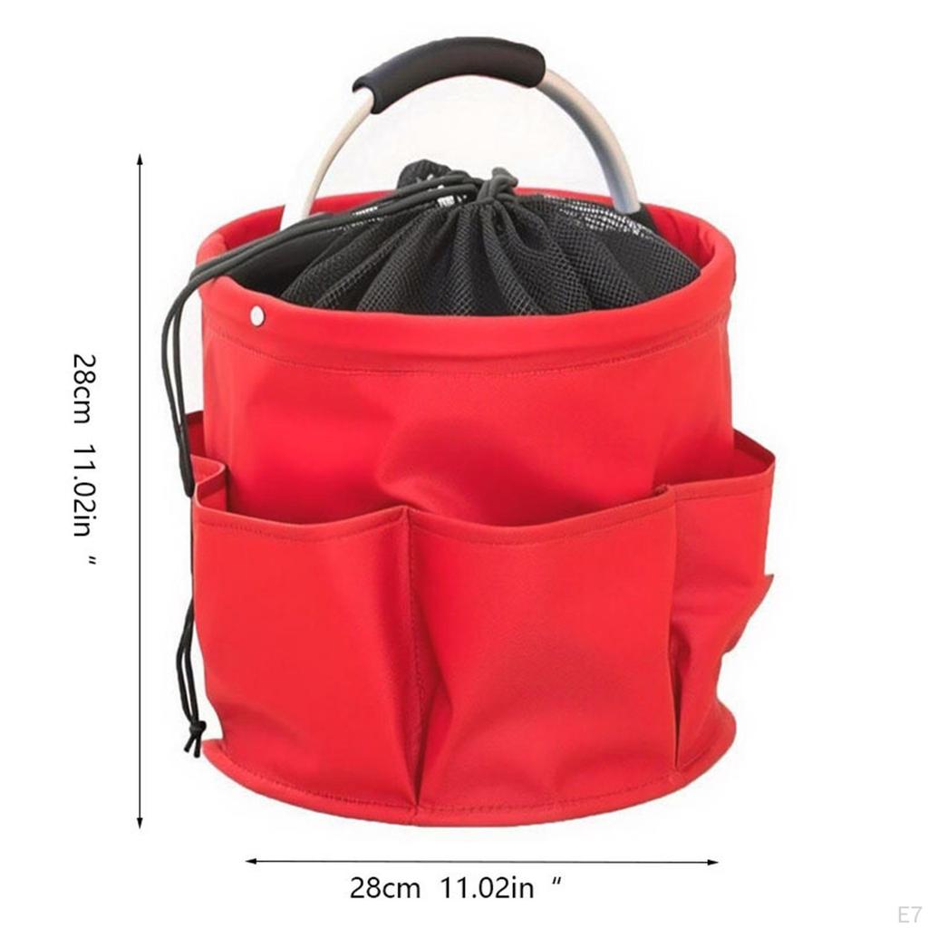 Collapsible Basket with Handle, Drawstring Picnic Basket, Versatile Tool Organizer for Concerts,