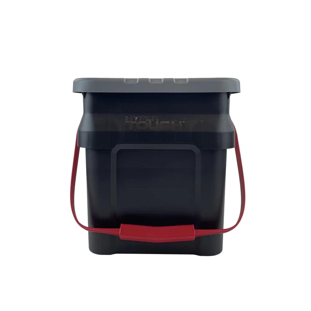 5 Gallon Heavy Duty Plastic Bucket Tote Stacking Storage Black Portable Carrying Handle Ideal Garage Yard Home Projects