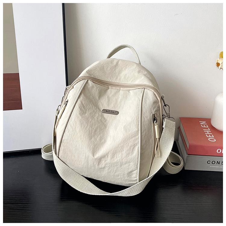 

Нейлоновая ткань новый однотонный модный повседневный дорожный рюкзак большой вместимости легкий на одно плечо на два плеча женский белый