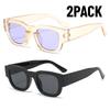 2PCS New Fashion Small Rectangle Sunglasses Men Women Wide Leg Glasses Outdoor Travel Shades Vintage Shades UV400