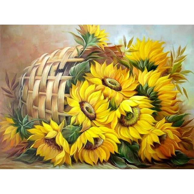 Full Round Drill 5D DIY Diamond Painting Flower Diamond Embroidery Sunflower Cross Stitch Round Mosaic Rhinestone Crafts Gift