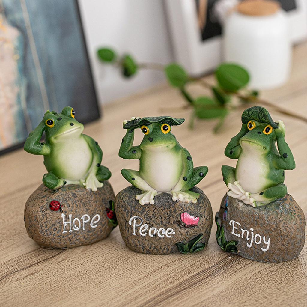 3PCS Resin Frogs Decoration Bookshelf Small  Home Garden Art Gift