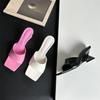 Fashion Eilyken 2025 New Design Concise Wedges High Heels Women Slippers Square Toe Party Dress Slides Summer Shoes