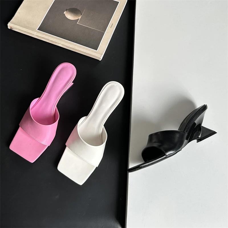 Fashion Eilyken 2025 New Design Concise Wedges High Heels Women Slippers Square Toe Party Dress Slides Summer Shoes