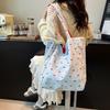 2025 summer new canvas bag tote oversized bag shopping commuting large capacity fashionable simple and cute embroidery pattern