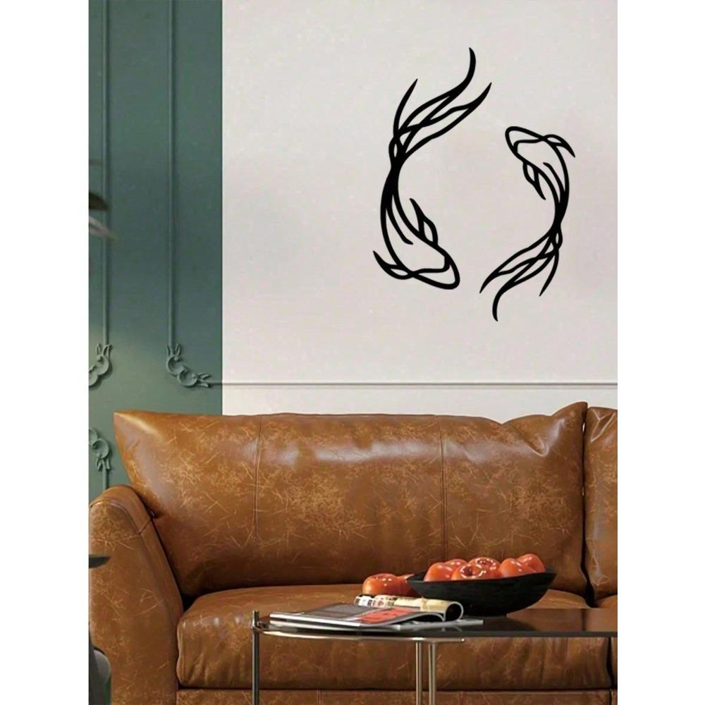 Metal Fish Wall Sculpture 0.5lb Black Iron Art Fishing Decor for Fisherman Gift Nautical Farmhouse Hanging Ornament for Living Room Bathroom Office