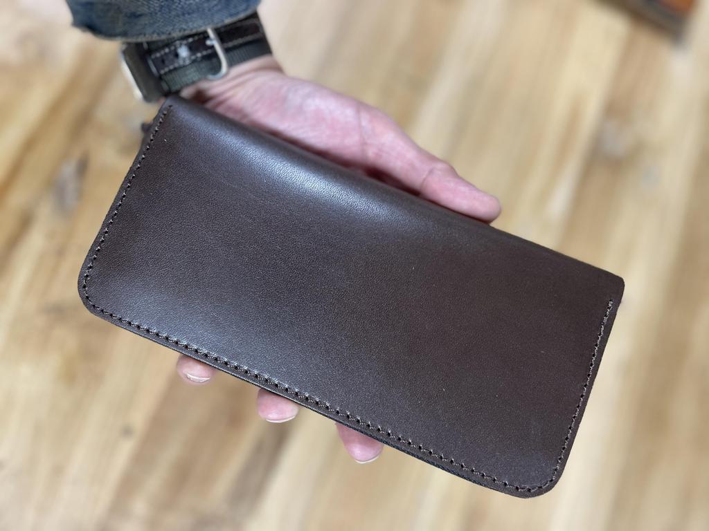 atelierCODEL Long Wallet with Round Made with Genuine Tochigi Made In Japan Men's Zipper, Leather, (Dark Brown)