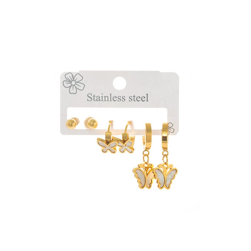 Stainless Steel Butterfly Heart Star Round Earrings For Women Fashion Simple Daily Jewelry Gifts Wholesale