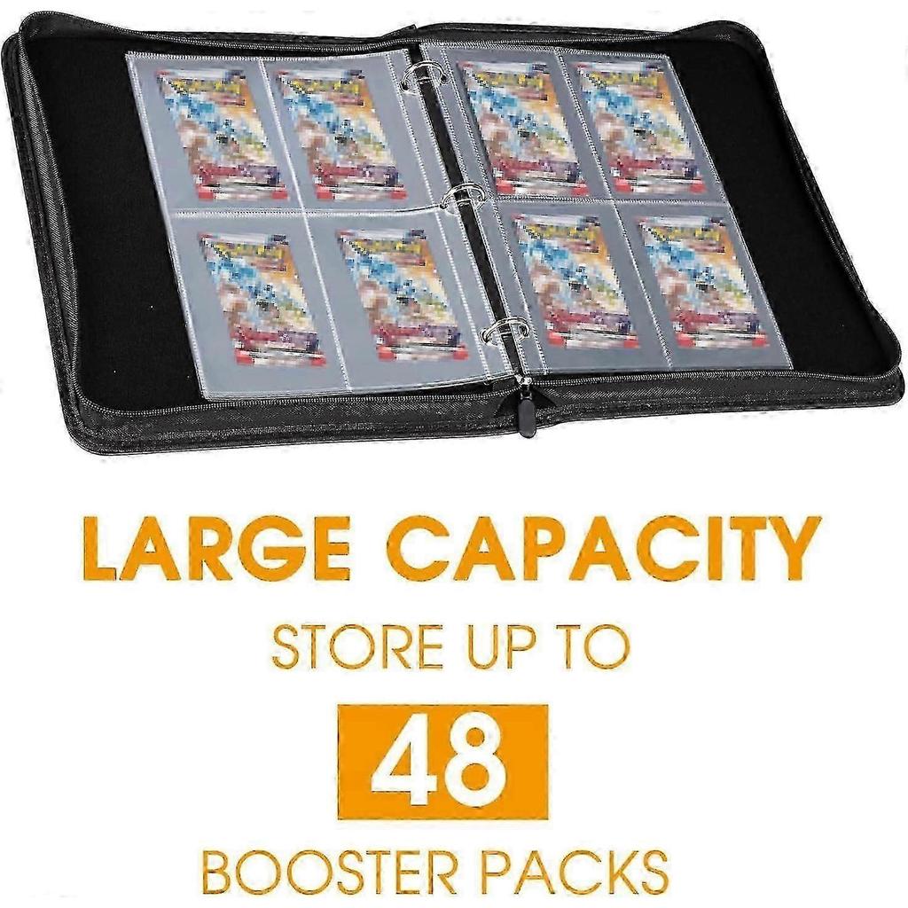 Booster Pack Binder, Holds 48 Booster Packs, 4-pocket Booster Pack Holder With 12 Sleeves, Display Protector