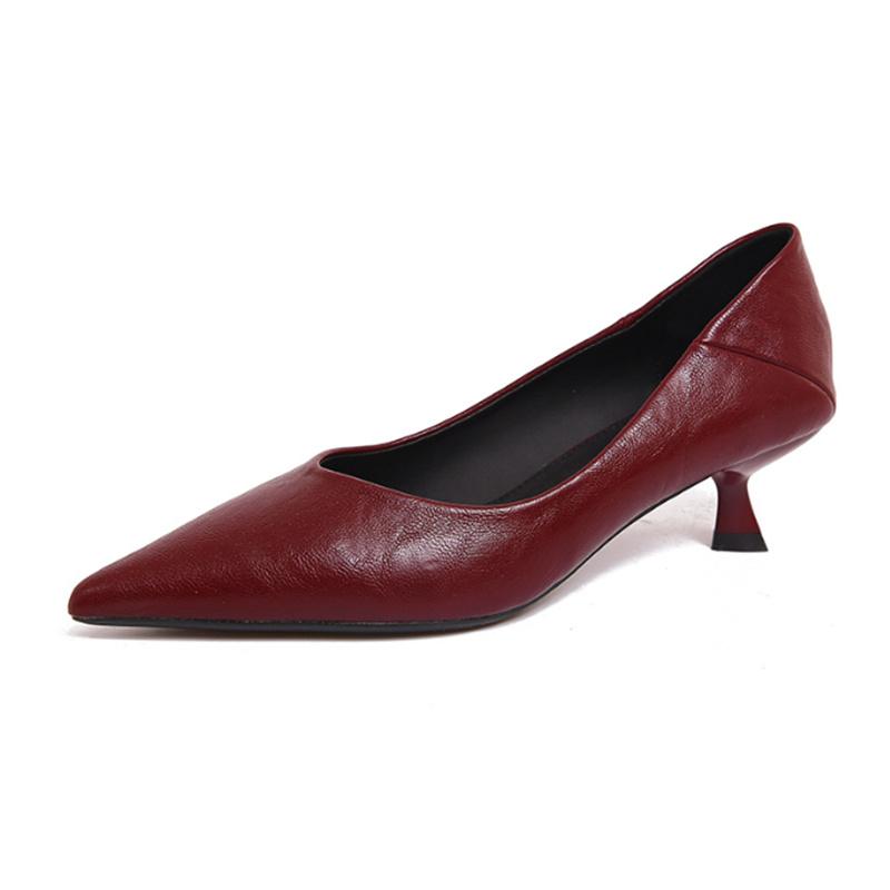 

Designer Buckle Strap Pumps Women Sexy Pointed Toe Thin Heels Wedding Banquet Dress Ladies Shoes French Wine Red Mid-heel Shoes 35