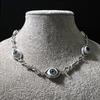 Halloween Blue Alien Eye Necklace with Iron Wire Bra Design – Unisex