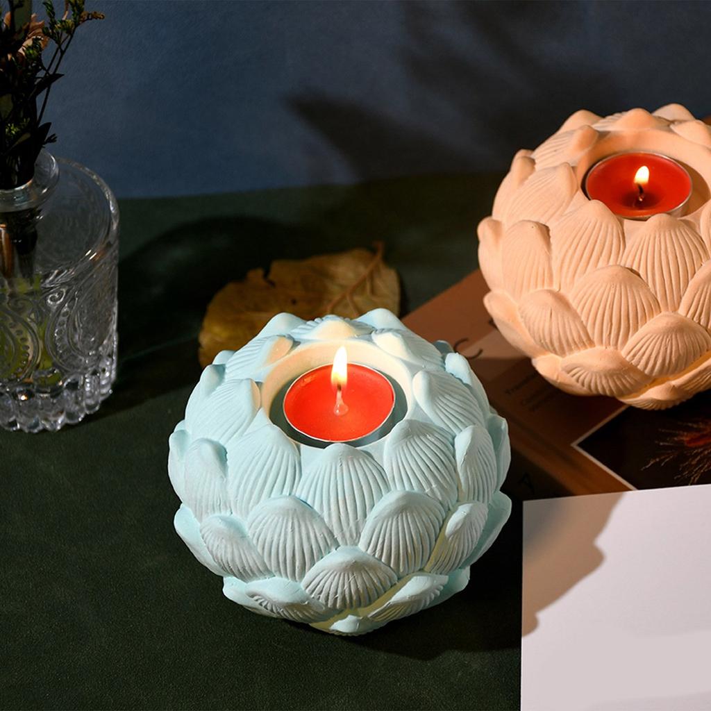 Creative Lotus Bud Candle Holder Mold Artistic Flower Bud Candleholder Silicone Mold for Wedding Decors and Ornaments