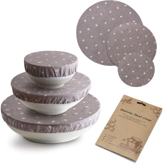 3PCS Reble Bowl Covers for Bread Proofing, Beeswax Reble Elastic Cotton Bowl Covers, Bread Proofing Cap for Food Fruit Salad Eco-Friendly 3PCS-Grey