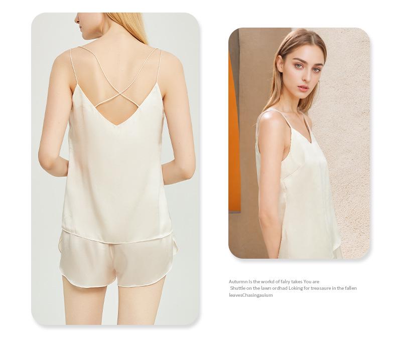 Women's Summer 100% Mulberry Silk Camisole and Shorts Pajama Set