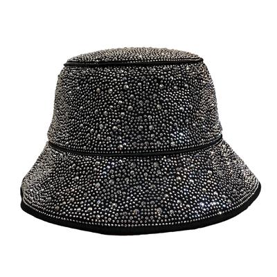 Full Diamond Eye-catching Fedoras Bucket Hat Bling Rhinestone Panama Spring Summer Men Wide Brim Felt Stage Hat
