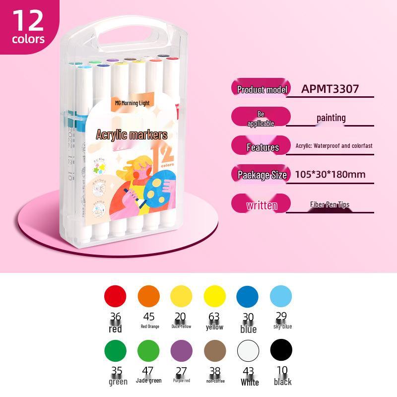 Morning MG Waterproof Acrylic Markers: 12, 24, 36, 48 Color Sets for Hand-Painted Art and Graffiti.