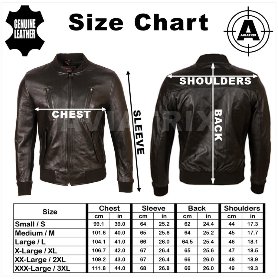AVIATRIX Men's Real Leather Bomber Jacket (E0DB) - Black