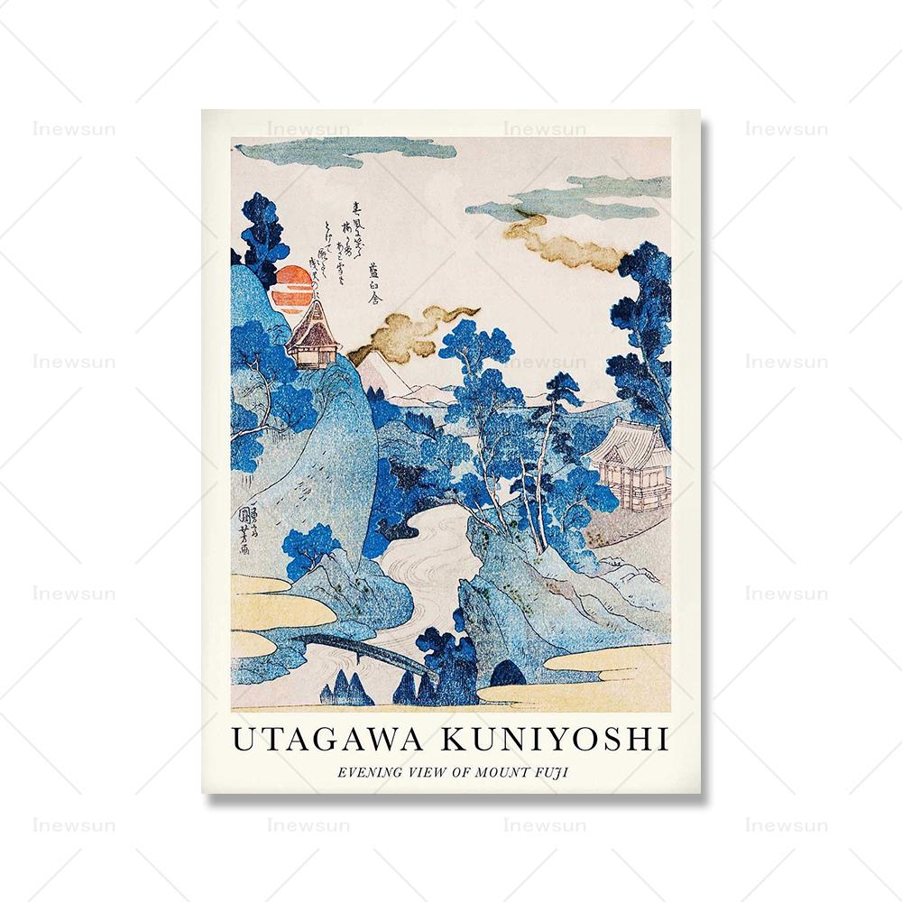

Японская куртизанка Печать Куниёси Утагава Плакат Искусство Укиё-э Винтаж Пейзаж Гора Фудзи Картина на холсте Настенный декор для дома 21x30cm No Framed