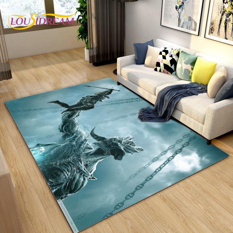 Alfombra grande para gamers de The Elder Scrolls, ideal para sala de estar, dormitorio, sofá, decoración, antideslizante para niños.