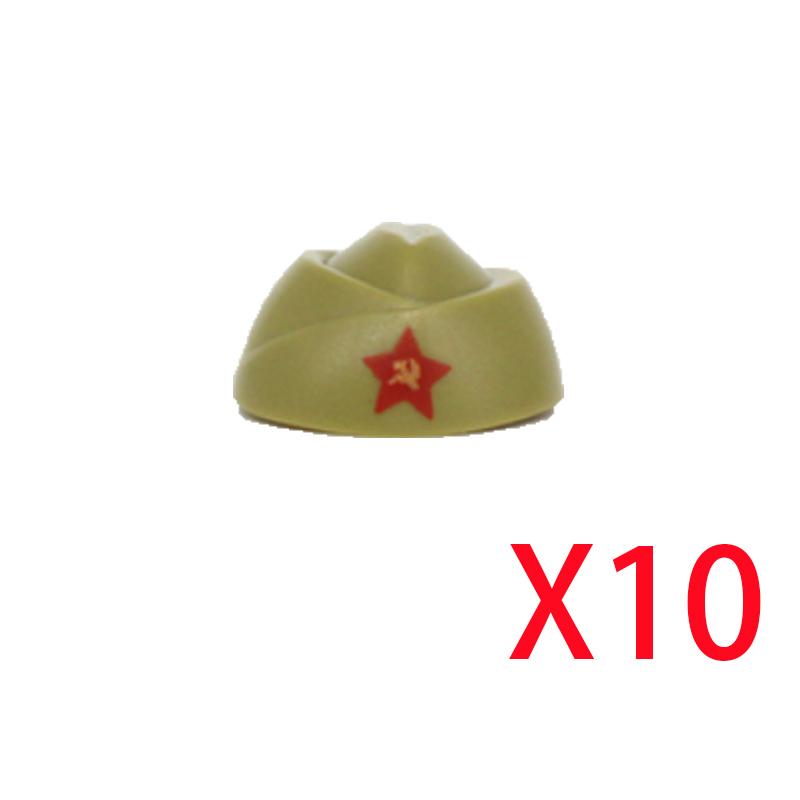 Military Building Blocks Solider Figures Helmet Toy Soviet UK USA Japan Hat Accessories Imitation Fur Cloak DIY Mini Bricks
