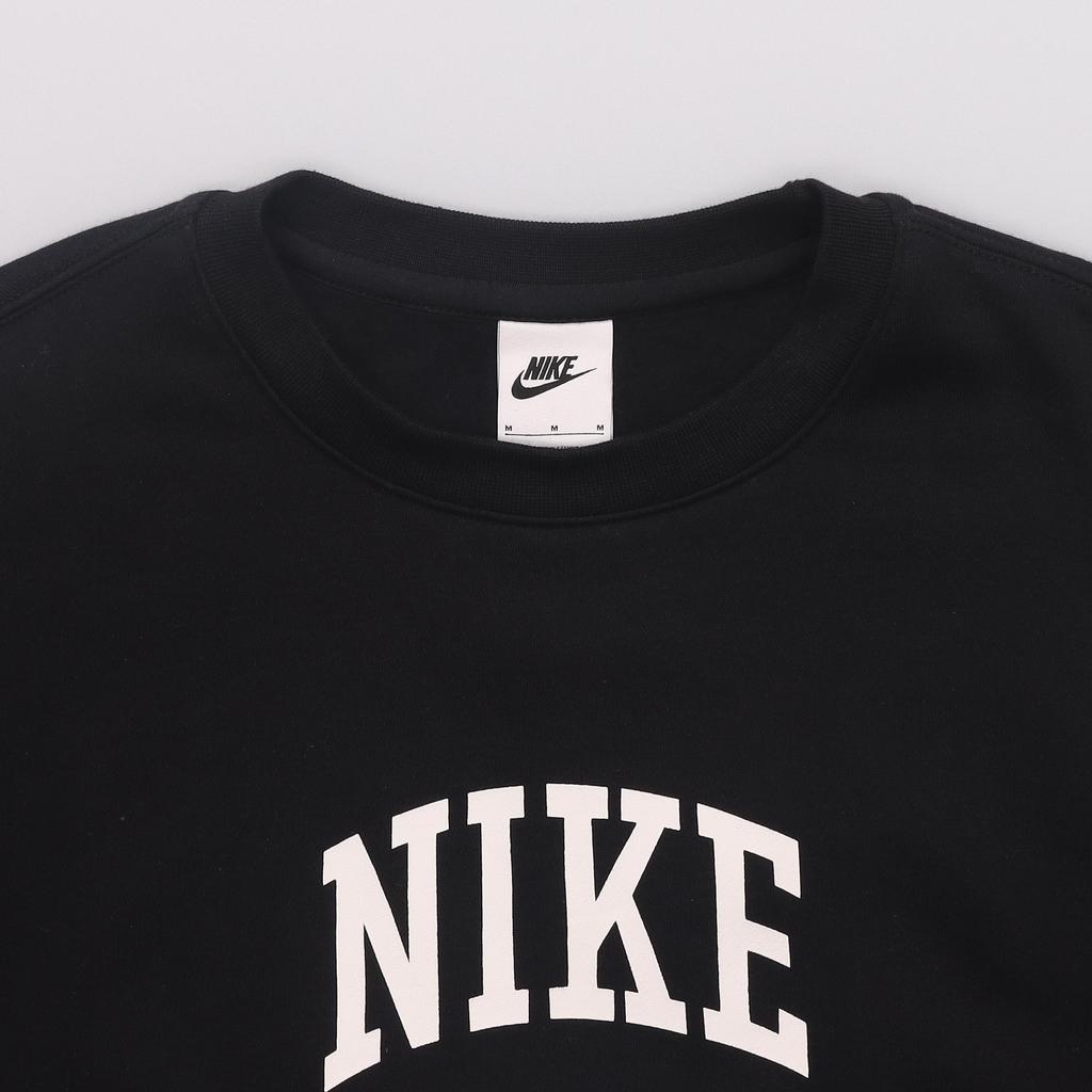 Nike Top a Maniche Lunghe in Pile Girocollo con Stampa di Lettere Comodo Pantalone con Coulisse a Vita Media Set Felpa con Cappuccio Set Unisex Nero CK6366-010+FN2611-010