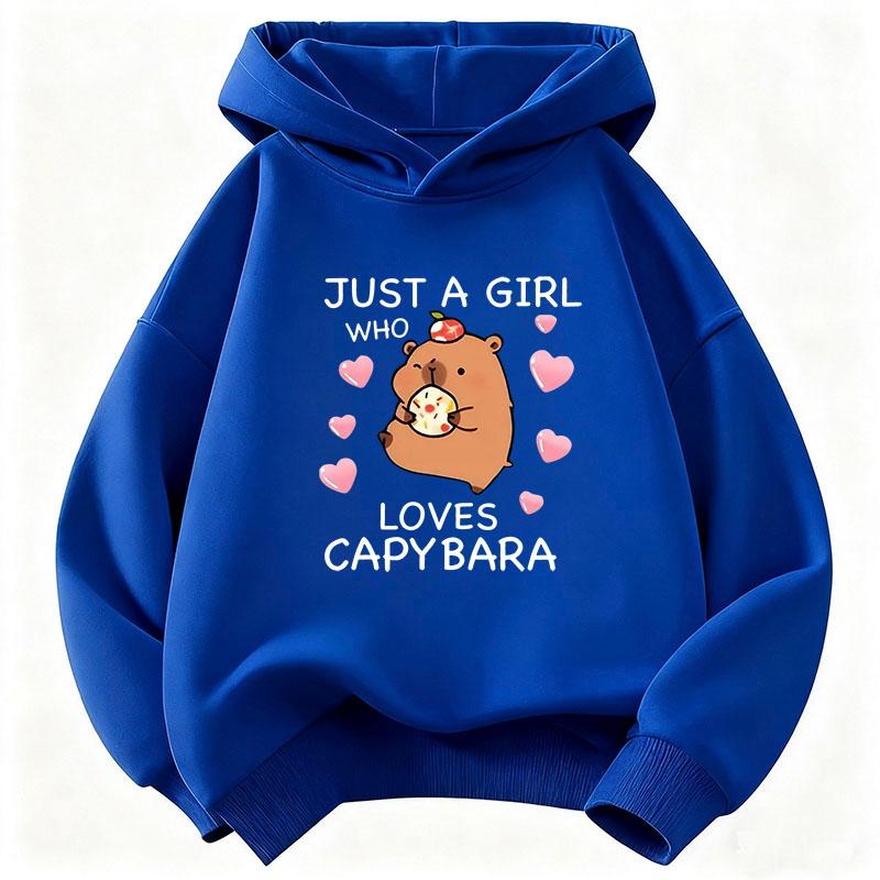 Just A Girl Who Love Capybara Hoodie Kids Cartoon Children's Sweatshirt Hoody for Boys Girls Casual Hoodies Funny Clothes