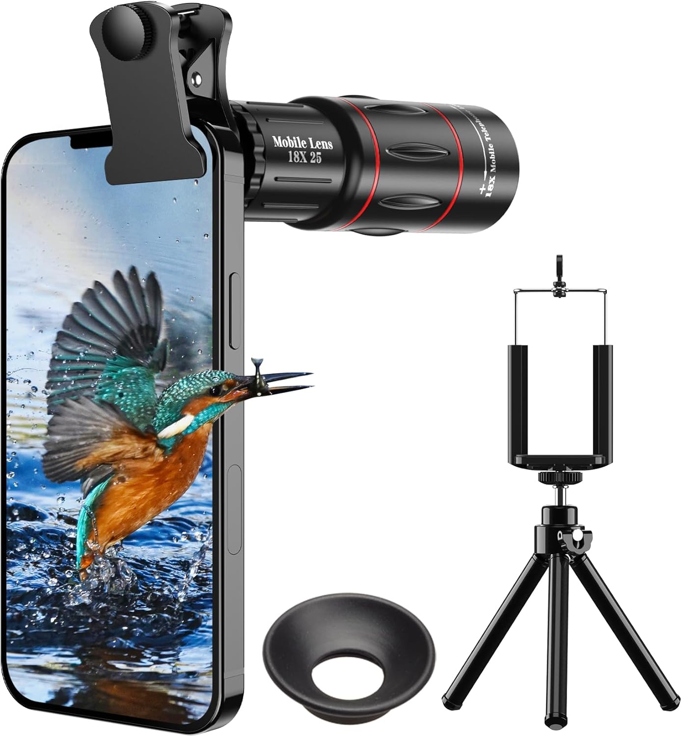 18x Telephoto Lens, High-Definition Telephoto Mobile Phone Lens And Tripod, Bak4 Prism ,Bird Watching, Travel