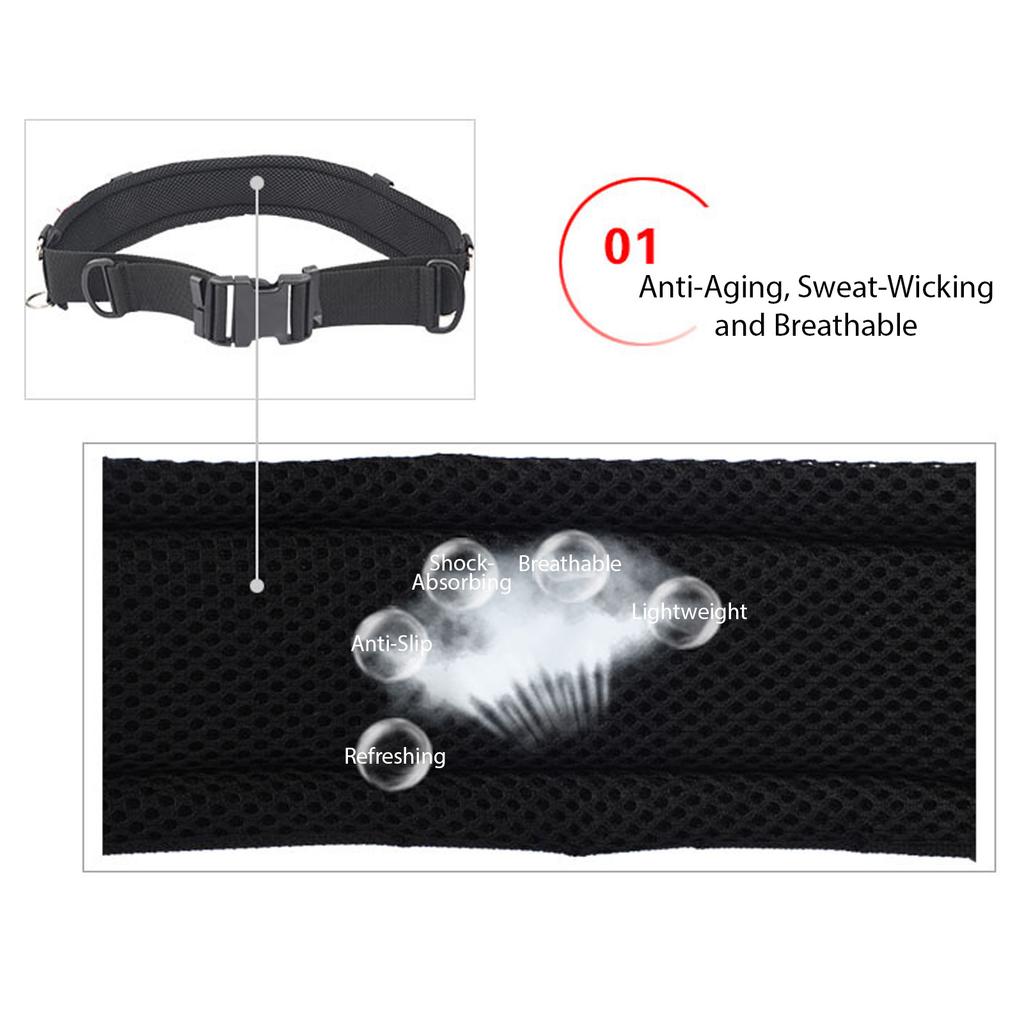 Outdoor Photography Waist Belt with 8 D Rings 8 Trouser Loops for Hanging Tripod Flashlight Water Bottle